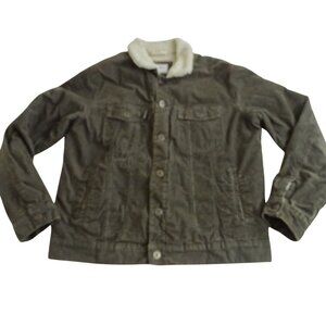 Goodfellow Sherpa Lined Brown Corduroy Jacket Men Size L Utility Winter Fall
